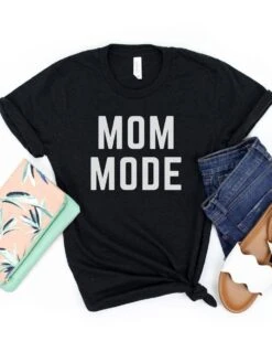 Mom Mode White T-Shirt Bella + Canvas Unisex Jersey Short Sleeve Tee - Many Colors -Sydney So Sweet MomModeWhiteBlackHeather