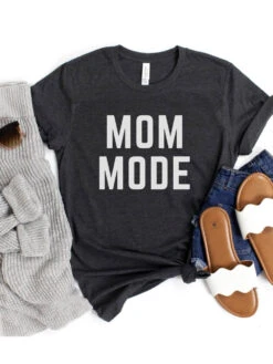 Mom Mode White T-Shirt Bella + Canvas Unisex Jersey Short Sleeve Tee - Many Colors -Sydney So Sweet MomModeWhiteDarkGrayHeather