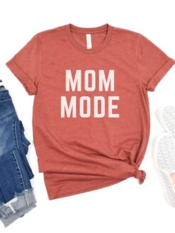 Mom Mode White T-Shirt Bella + Canvas Unisex Jersey Short Sleeve Tee - Many Colors -Sydney So Sweet MomModeWhiteHeatherClay