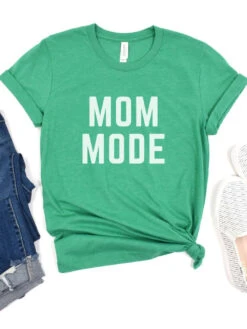 Mom Mode White T-Shirt Bella + Canvas Unisex Jersey Short Sleeve Tee - Many Colors -Sydney So Sweet MomModeWhiteHeatherKelly