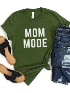 Mom Mode White T-Shirt Bella + Canvas Unisex Jersey Short Sleeve Tee - Many Colors -Sydney So Sweet MomModeWhiteOlive