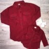 Mommy And Me - Burgundy Thermal Knit Matching Button Ups -Sydney So Sweet Mom MeWaffleBurgundyButtonUpss