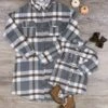 Mom And Me - Gray Plaid Long Flannel Shacket -Sydney So Sweet MomandMe GrayPlaidLongFlannetShacket 83ffe235 e53d 4c2c b331 fd4198ce4193