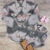 Mom And Me - Gray And Pink Aztec Print Shacket -Sydney So Sweet MomandMe GrayandPinkAztecPrintShacket