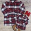 Mom And Me - Red Plaid Flannel Button Up Shacket