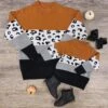 Mom And Me - Rust & Black Cheetah Color Block Sweater -Sydney So Sweet MomandMe Rush BlackCheetahColorBlockSweater