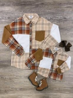 Mommy & Me - Patchwork Plaid Matching Button Top