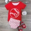 My Heart Is On The Field Baseball Baby Top & Bummies Set -Sydney So Sweet MyHeartisontheFieldBaseballBabyTop BummiesSet