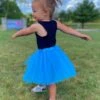 Neon Blue Tutu Skirt For Girls – 3-Layer Tulle Ballet, Dance, And Dress-Up Costume Skirt