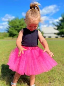 Solid Color Costume Tutu Skirt - Toddler, Little Girl, Kid Size For Dress Up -Sydney So Sweet NeonPinkTutu2s