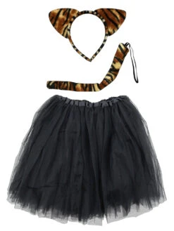 Tiger Costume Set For Adults & Plus Size – Tutu Skirt, Tail & Headband Ears – Animal Outfit For Halloween & Cosplay