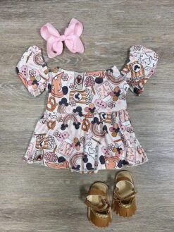 Park Day Flutter Sleeve Girls Skirted Baby Romper
