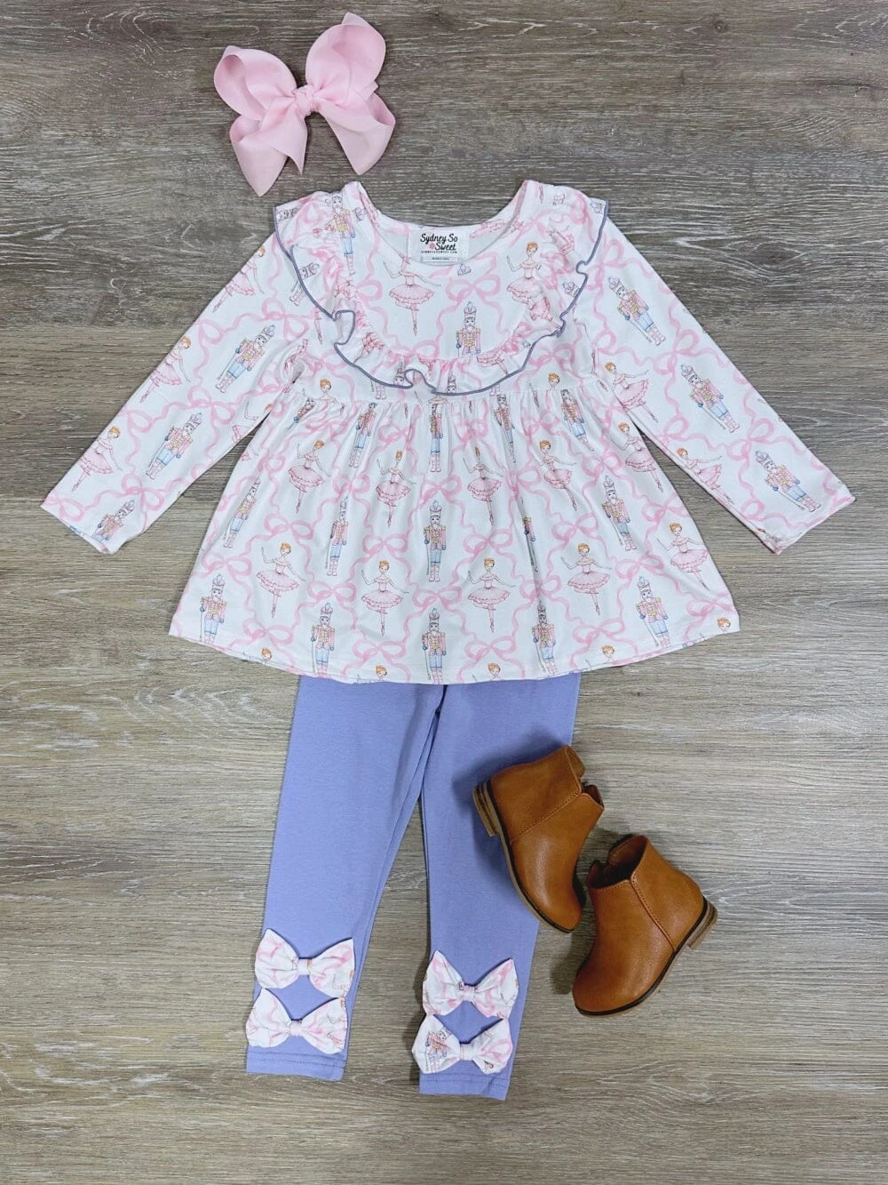 Pastel Nutcracker Bow Leggings Girls Christmas Outfit 3 Pastel Nutcracker Bow Leggings Girls Christmas Outfit