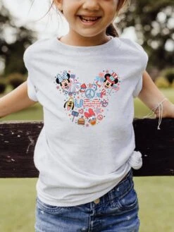 Patriotic Theme Park Mouse Ears Kids Graphic T-Shirt - 4 Colors -Sydney So Sweet Patriotic Mouse Ash