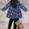 Peppermint Kisses Blue & Green Velvet Candy Cane Girls Scarf Outfit
