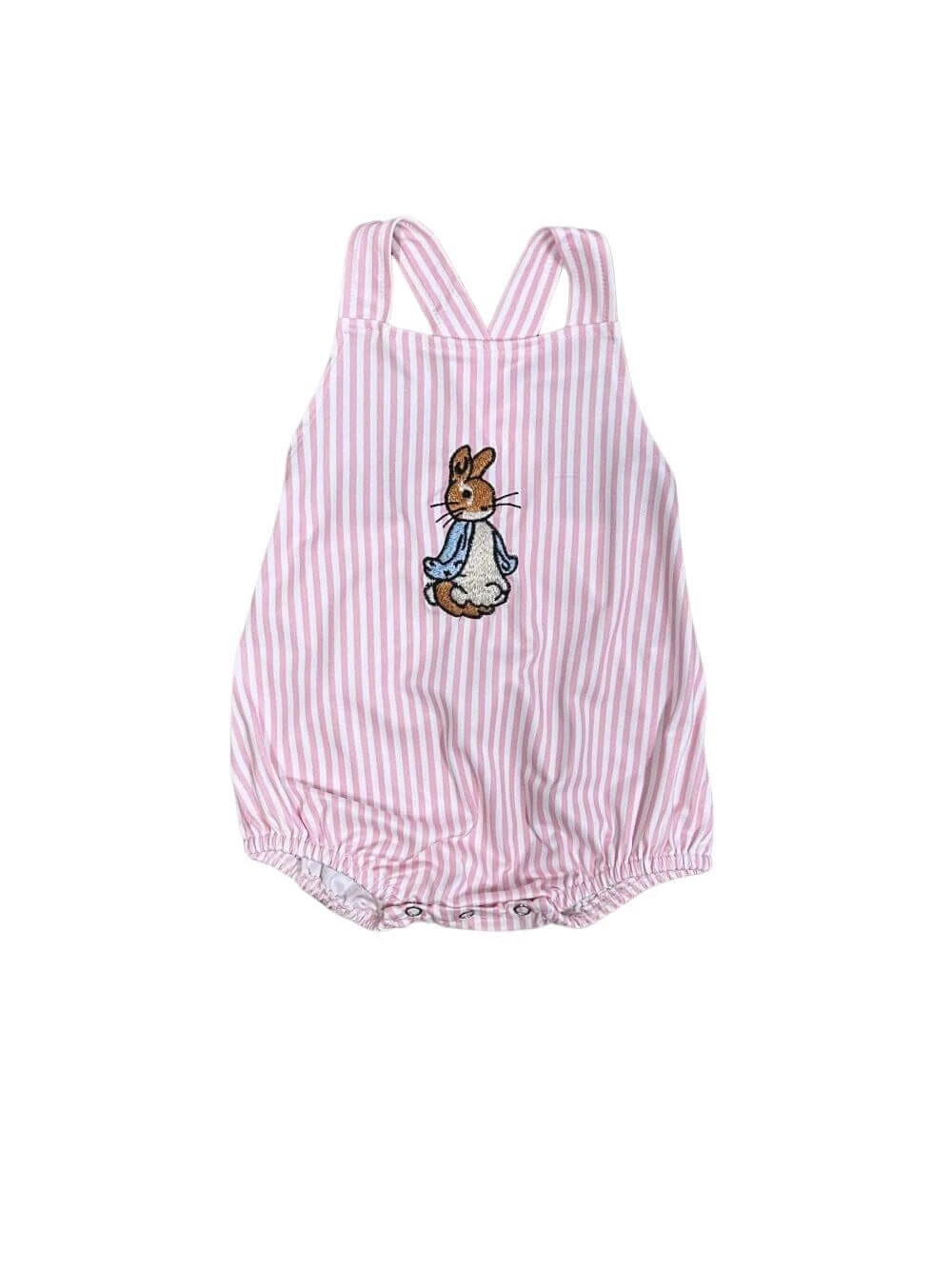 Peter Rabbit Pink Stripe Sleeveless Baby Bubble Romper 4 Peter Rabbit Pink Stripe Sleeveless Baby Bubble Romper - Image 2