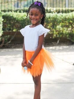 Neon Orange Fairy Costume Pixie Tutu Skirt For Kids, Adults, Plus -Sydney So Sweet PixieOrange2c 1