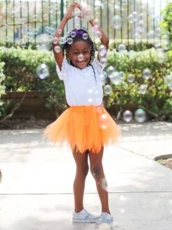 Neon Orange Fairy Costume Pixie Tutu Skirt For Kids, Adults, Plus