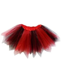 Red & Black Fairy Costume Pixie Tutu Skirt For Kids, Adults, Plus