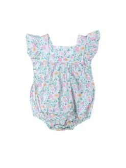 Pretty Petite Floral Pink Ruffle Baby Bubble Romper 7 Pretty Petite Floral Pink Ruffle Baby Bubble Romper -Sydney So Sweet PrettyPetiteFloralPinkRuffleBabyBubbleRomperWhite