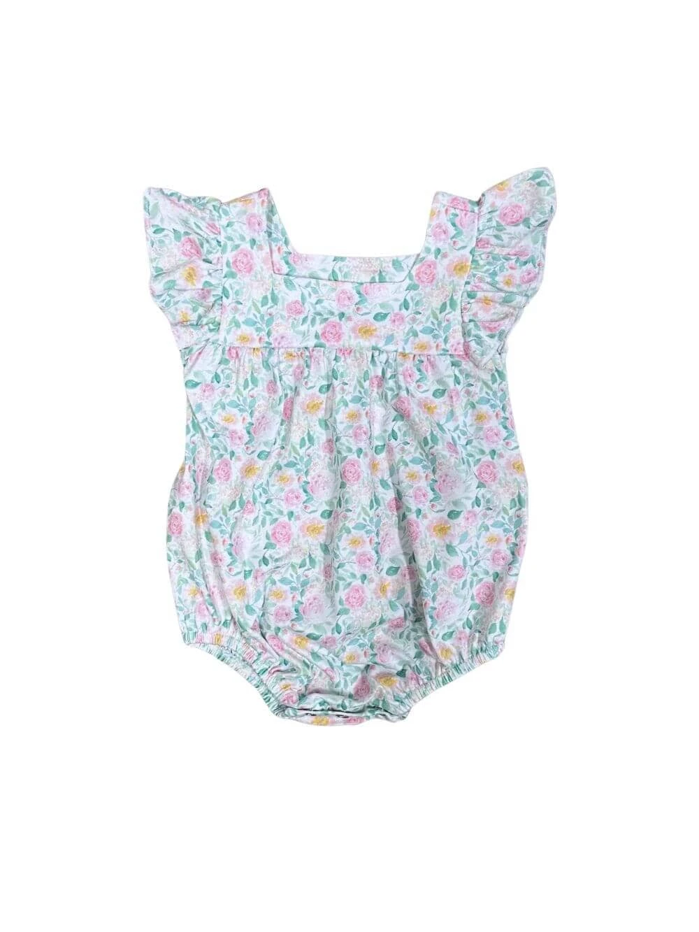Pretty Petite Floral Pink Ruffle Baby Bubble Romper 5 Pretty Petite Floral Pink Ruffle Baby Bubble Romper - Image 3