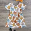 Pumpkin Mouse Girls Short Sleeve Fall Dress