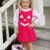 Pumpkin Pink Girls Jumper And Long Sleeve Shirt Outfit -Sydney So Sweet Pumpkin Pink Model