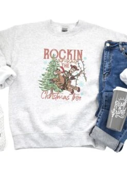 Rockin' Around The Christmas Tree Heavy Blend Unisex Crewneck Graphic Sweatshirt -Sydney So Sweet Rockin Around Ash