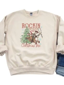 Rockin' Around The Christmas Tree Heavy Blend Unisex Crewneck Graphic Sweatshirt -Sydney So Sweet Rockin Around Sand