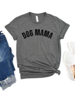 Dog Mama Rustic Women's Jersey Short Sleeve Graphic Tee - 12 Colors -Sydney So Sweet RusticDogMamaDeepHeather