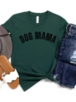 Dog Mama Rustic Women's Jersey Short Sleeve Graphic Tee - 12 Colors -Sydney So Sweet RusticDogMamaForest