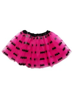 Hot Pink & Black Bats Superhero Tutu Costume Skirt For Kids, Adult, Plus