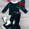 Santa's Little Elf Velvet And Fleece Christmas Green 3 Piece Set -Sydney So Sweet Santa sLittleElfVelvetandFleeceChristmasGreen3PieceSet3