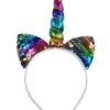 Rainbow Unicorn Girls Headband Ears, Kid Or Adult Size Costume Accessories -Sydney So Sweet SequinRBUnicornHeadband