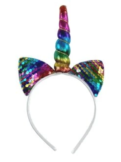 Rainbow Unicorn Girls Headband Ears, Kid Or Adult Size Costume Accessories