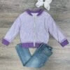 Sequin And Purple Girls Zip Up Bomber Jacket -Sydney So Sweet SequinandPurpleGirlsZipUpBomberJacket