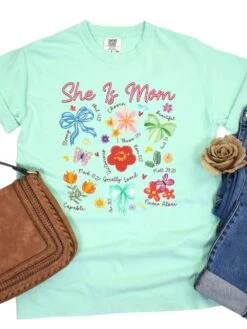 She Is Mom Floral Christian Mom Graphic T-Shirt -Sydney So Sweet She is Mom Island Reef
