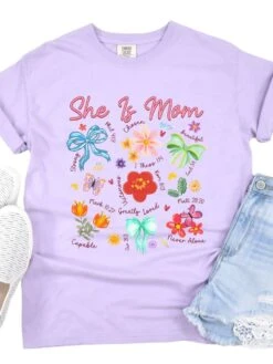 She Is Mom Floral Christian Mom Graphic T-Shirt -Sydney So Sweet She is Mom Orchid