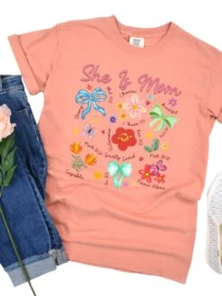 She Is Mom Floral Christian Mom Graphic T-Shirt -Sydney So Sweet She is Mom Teracotta