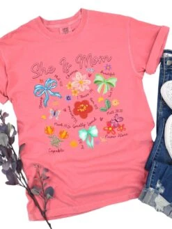 She Is Mom Floral Christian Mom Graphic T-Shirt -Sydney So Sweet She is Mom Watermelon