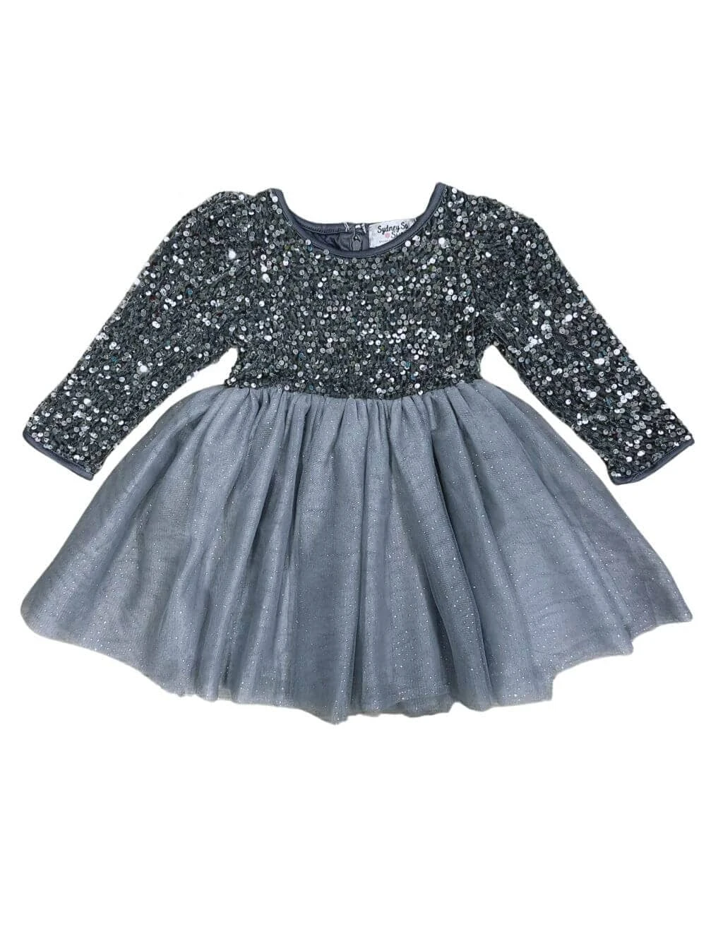 Silver Sequin Velvet Tulle Chiffon Girls Special Occasion Tutu Dress - Image 4