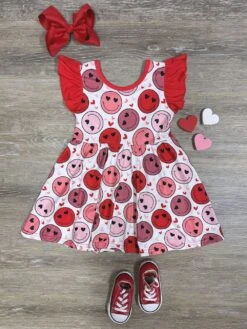 Smile If You Love Me Girls Flutter Short Sleeve Dress