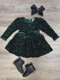 Sparkle All Night Girls Dark Green Special Occasion Dress