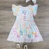 Spring Friends Pastel Girls Lace Trim Short Sleeve Dress -Sydney So Sweet SpringFriendsPastelGirlsLaceTrimShortSleeveDress