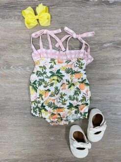 Squeeze The Day Baby Tie Strap Bubble Romper