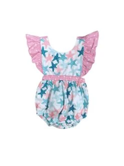 Starfish Sweetie Coastal Baby Ruffle Romper -Sydney So Sweet StarfishSweetieCoastalBabyRuffleRomperWhite