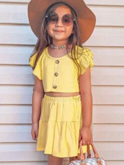 Sunny Ruffles Yellow Girls Skirt Outfit