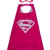 Hot Pink & Silver Superhero Cape & Mask Costume Dress Up Cosplay Set - Kids & Adults -Sydney So Sweet SupergirlHP