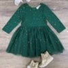 Superstar Green & Gold Star Girls Chiffon Dress