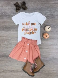 Take Me To The Pumpkin Patch Girls Fall Skirt Set
